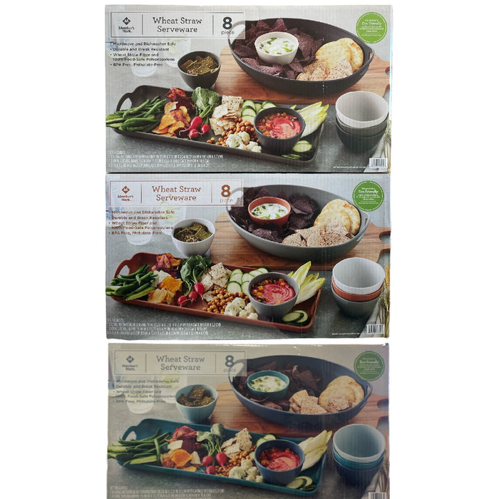 Member's Mark Wheat Straw Serveware, Serving Tray, Bowl and 6 Dip Bowls