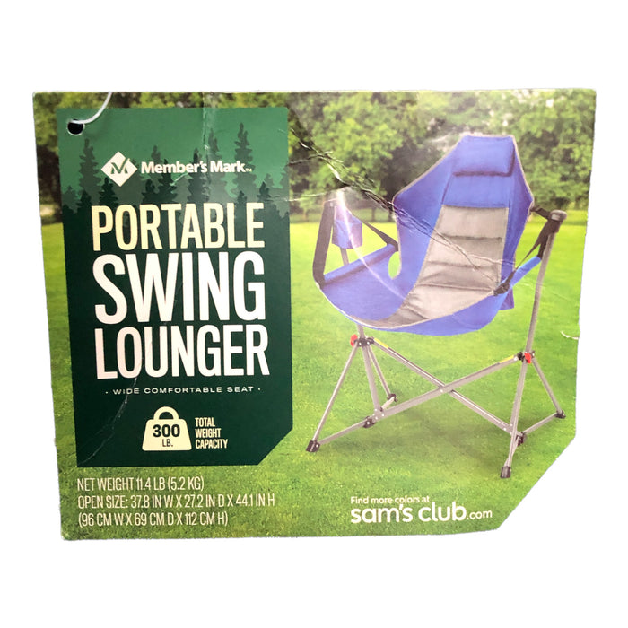Member's Mark Swing Chair Lounger, Blue, 37.8" x 27.2" x 44.1"
