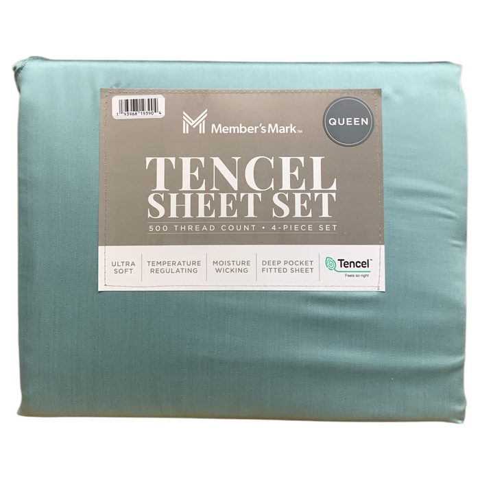 Member's Mark Tencel 500 Thread Count Sheet Set, Queen, Aquifer