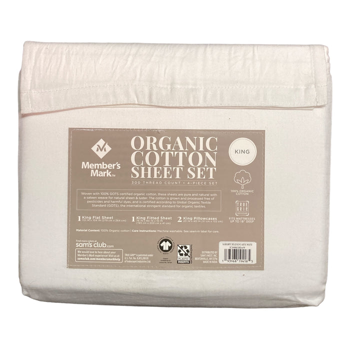 Member's Mark 300 Thread Count Organic Cotton Solid Sheet Set