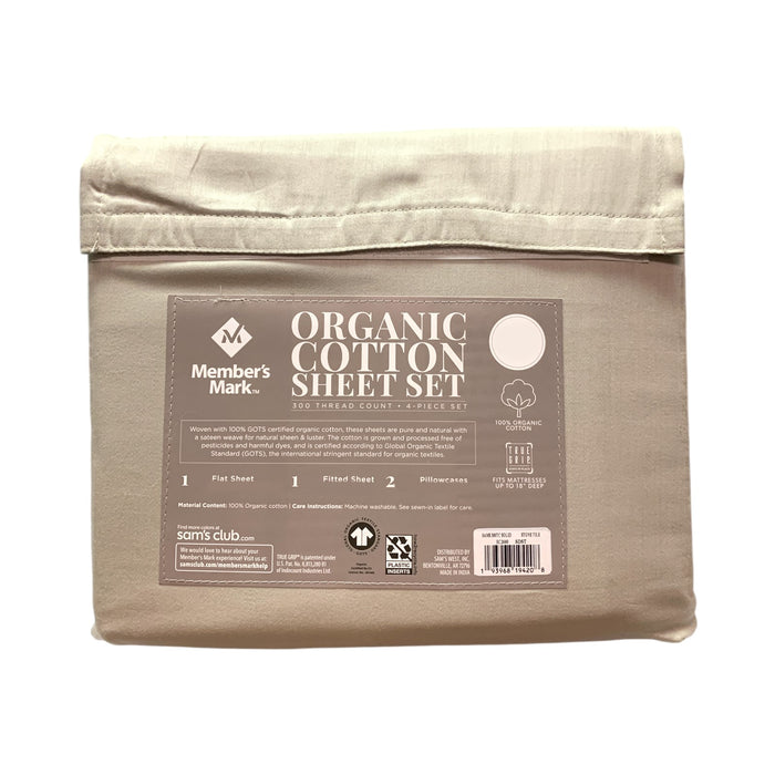 Member's Mark 300 Thread Count Organic Cotton Solid Sheet Set