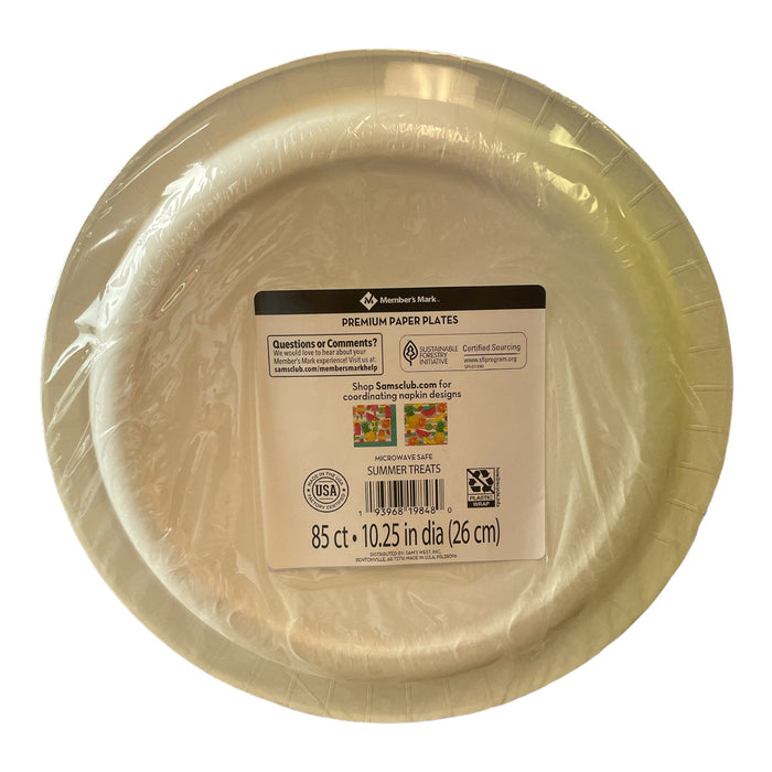 Member's Mark Summer Treats 85 Count 10" Round Paper Plates