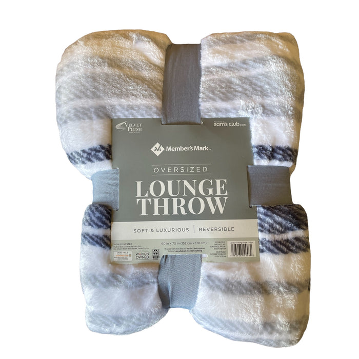 Member's Mark Oversized Lounge Throw Blanket, 60" x 70", Landon Ticking Stripe