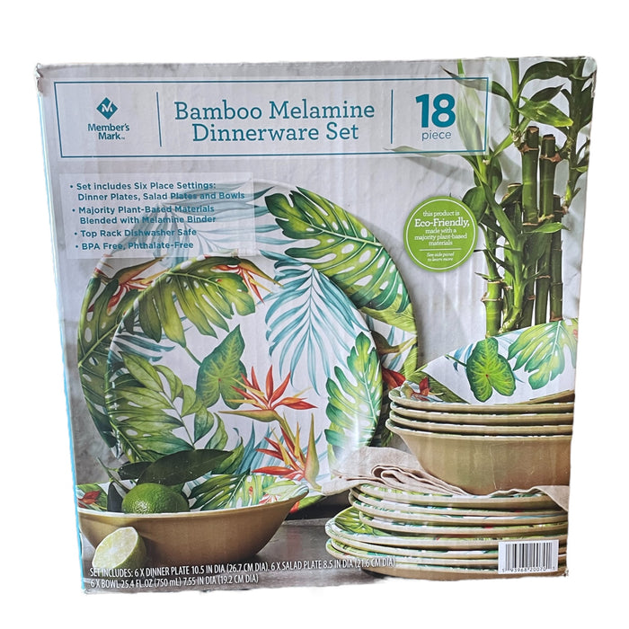 Member's Mark 18 Piece Melamine Dinnerware Set, Palm Island