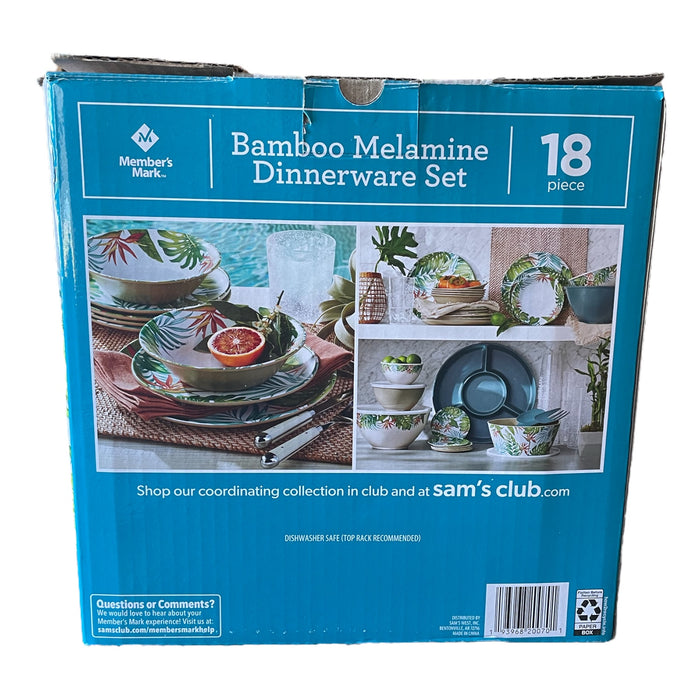 Member's Mark 18 Piece Melamine Dinnerware Set, Palm Island