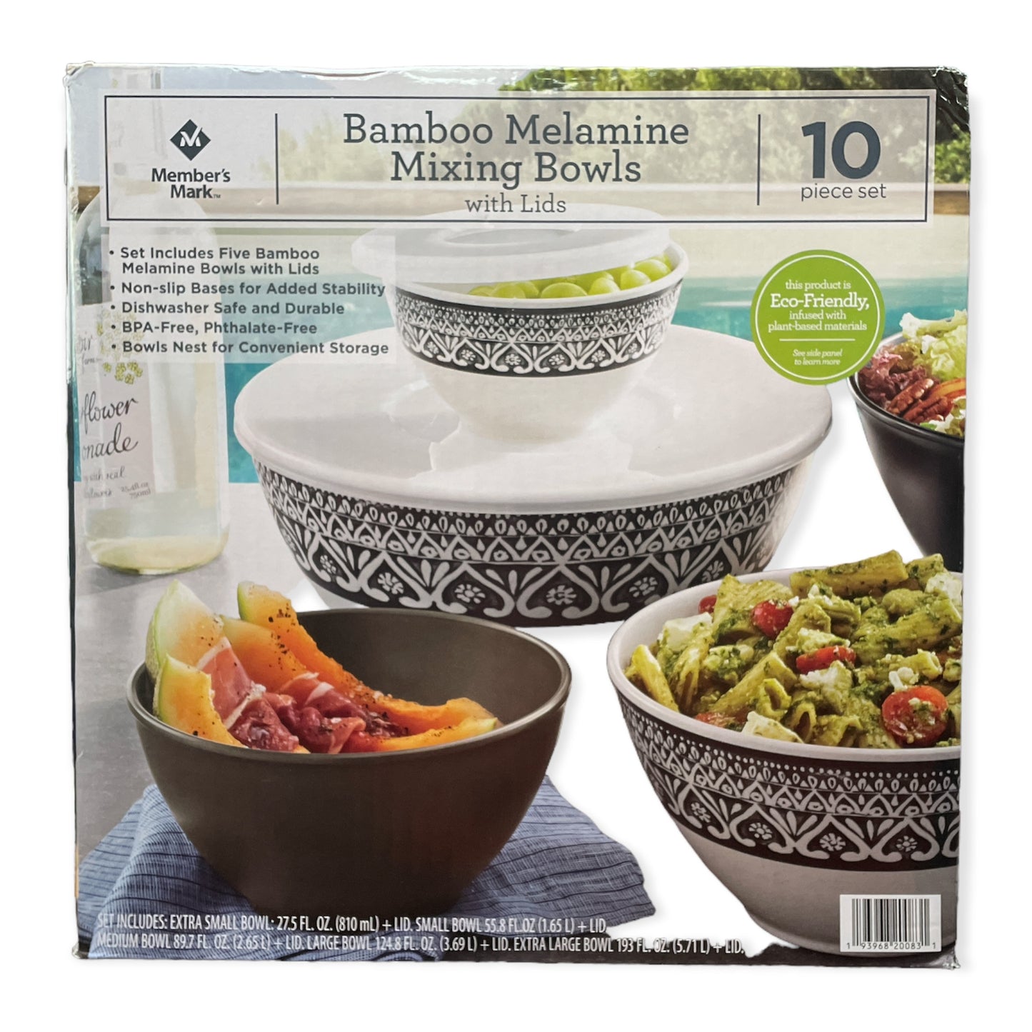 Member's Mark 10-Piece Melamine Mixing Bowls with Lids, Marakech