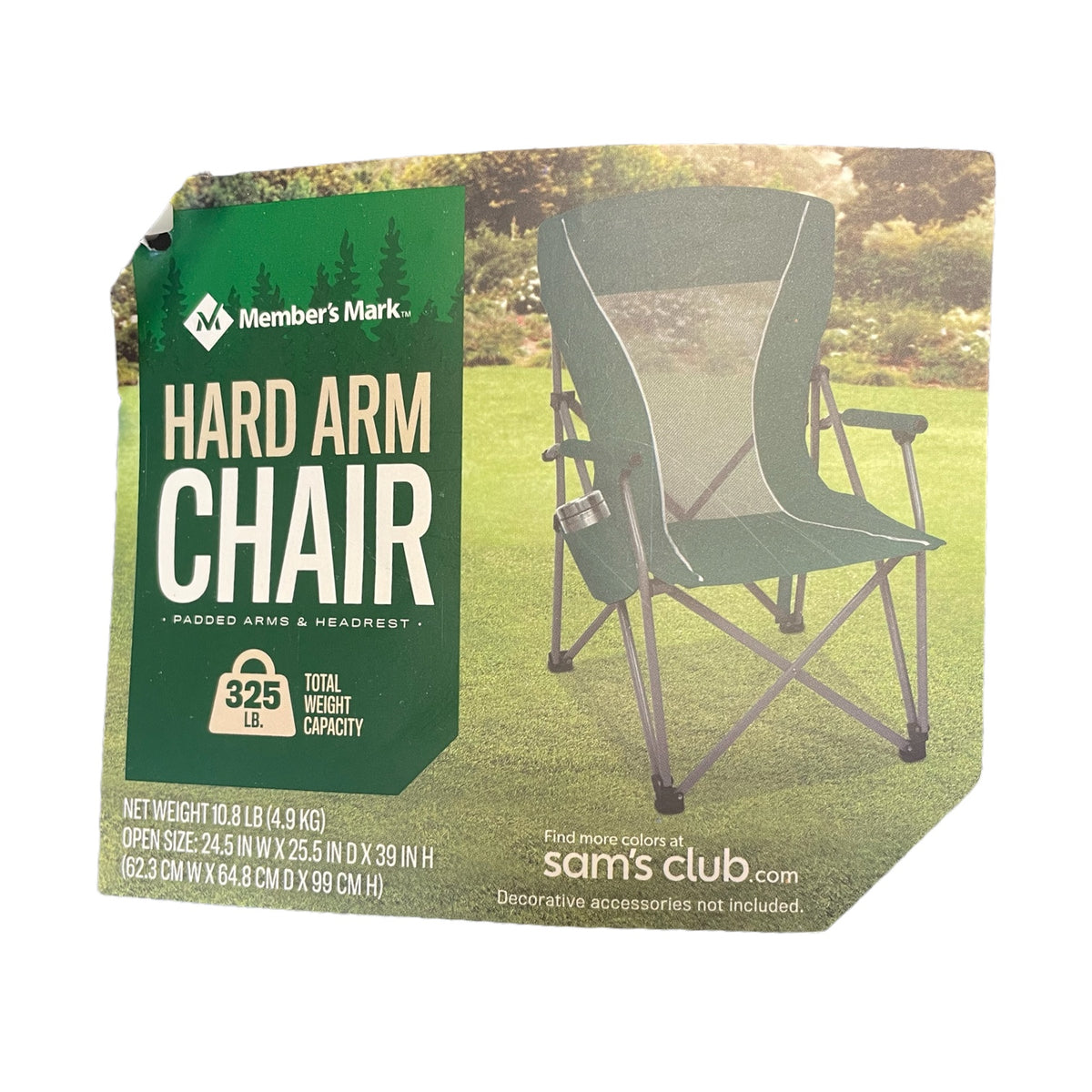 Member's Mark Collapsible Hard Arm Chair with Carrying Bag Case, Eden ...