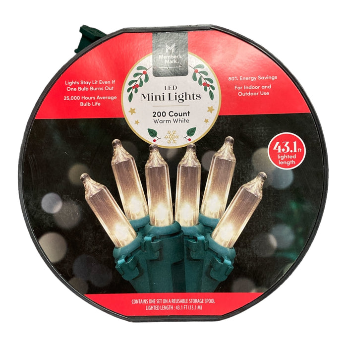 Member's Mark LED Mini Lights, Indoor/Outdoor, 200 Count, Warm White