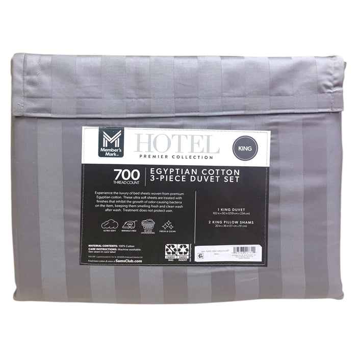 Member's Mark 700-Thread-Count Striped Egyptian Cotton Duvet Cover Set, King