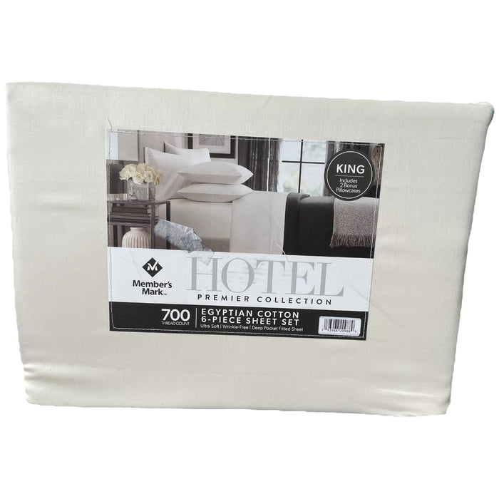 Members Mark 700 Thread Ct Hotel 6 Piece Sheet Set, Delicate Ivory