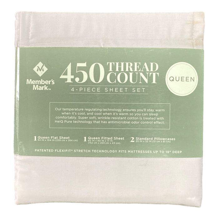 Member's Mark 450-Thread-Count Solid Sheet Set, Queen, Wisteria