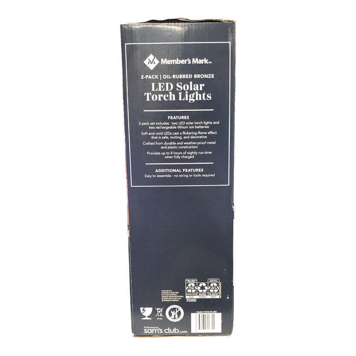 Member's Mark 2-Piece LED Solar Pathway Torch Lights, Oil-Rubbed Bronze