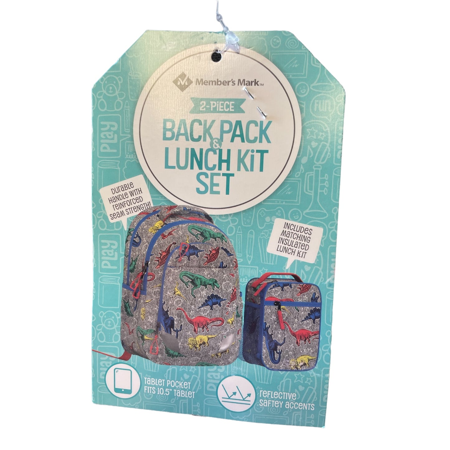 Member's Mark 2-Piece Backpack Set with Matching Lunch Kit, Dino