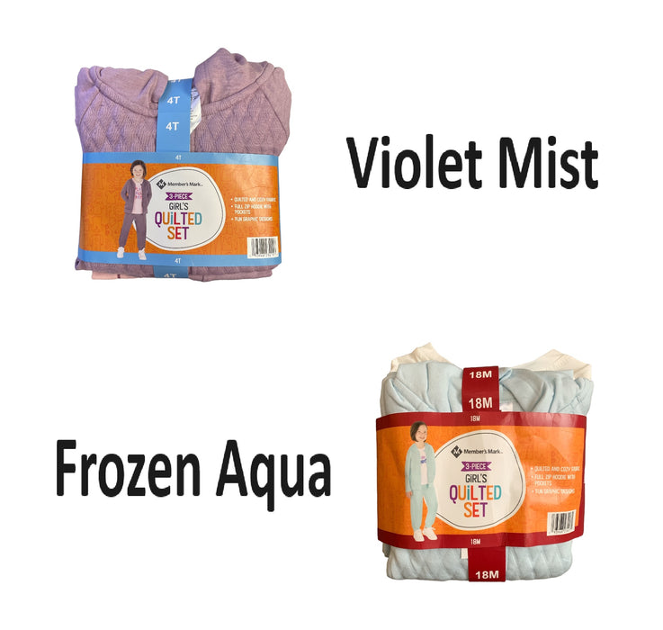 Member's Mark Infant Toddler Girl's 3 Piece Quilted and Cozy Set, ST4601