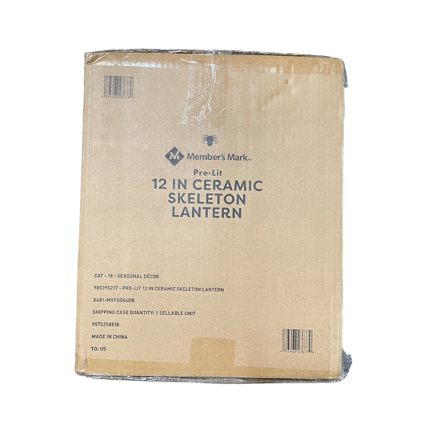 Member's Mark 12" Prelit Ceramic Skeleton Lantern, Black Ewirelessgear