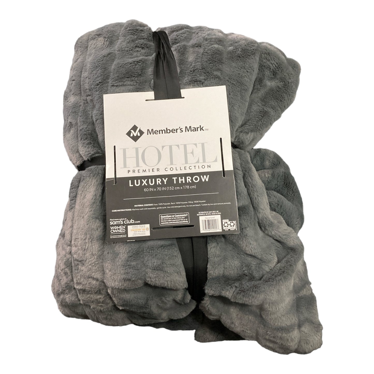 Member's Mark Hotel Premier Collection Luxury Throw, 60" x 70", Charcoal Carved
