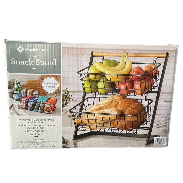 Member's Mark 2-Tier Snack Stand, Black, 17.25" x 12" x 17.75"