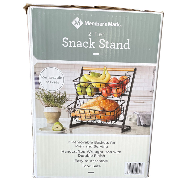 Member's Mark 2-Tier Snack Stand, Black, 17.25" x 12" x 17.75"