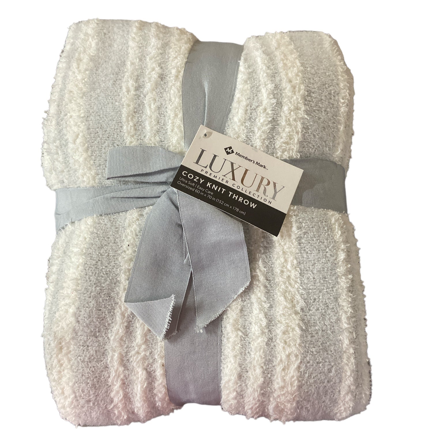 Member's Mark Luxury Premier Collection Cozy Knit Throw, Heathered Str ...