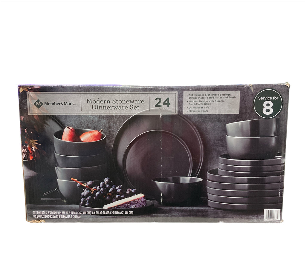 Member's Mark 24 Piece Modern Stoneware Dinnerware Set (Assorted