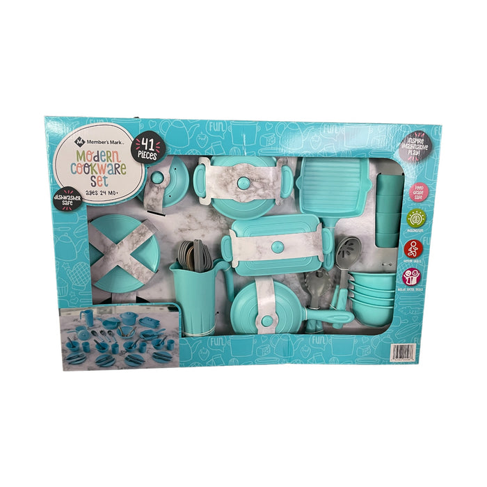 Member's Mark 41 Piece Modern Cookware Toy Play Set, Blue