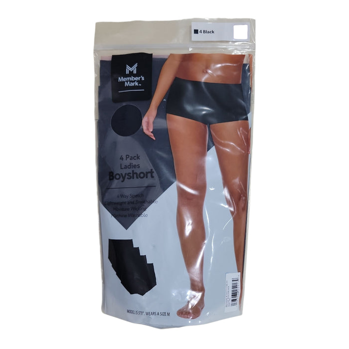 Member's Mark Ladies 4 Way Stretch Moisture Wicking Boyshorts, 4 Pack