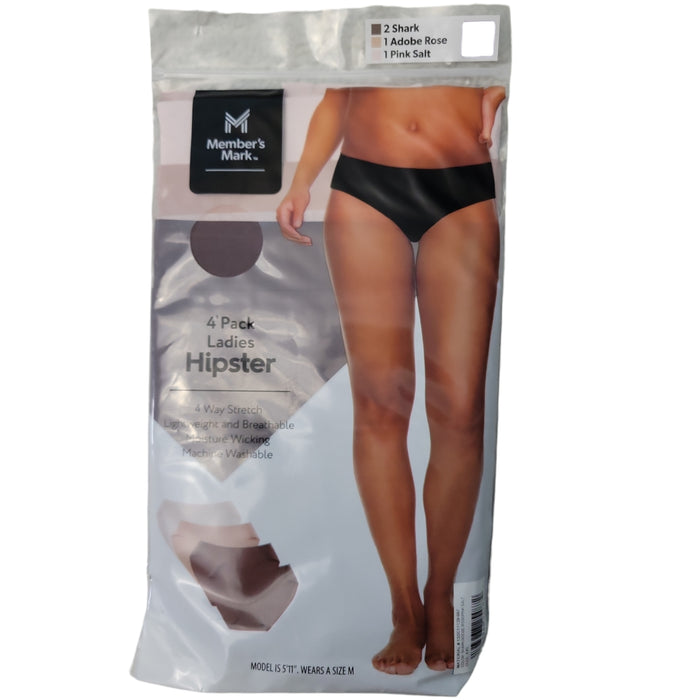 Member's Mark Ladies 4 Way Stretch Moisture Wicking Hipster Underwear, 4 Pack