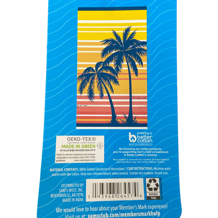 Member's Mark 100% Cotton Oversized Adult Beach Towel 40" x 72" (Sunset Palm)