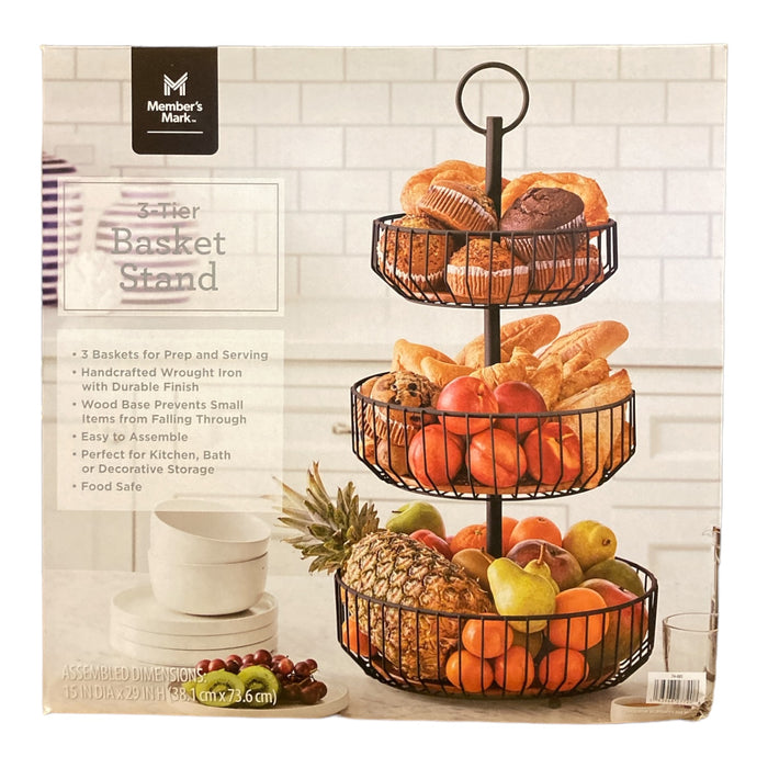 Member's Mark 3-Tier Basket Stand, 15" Diameter x 29" Height