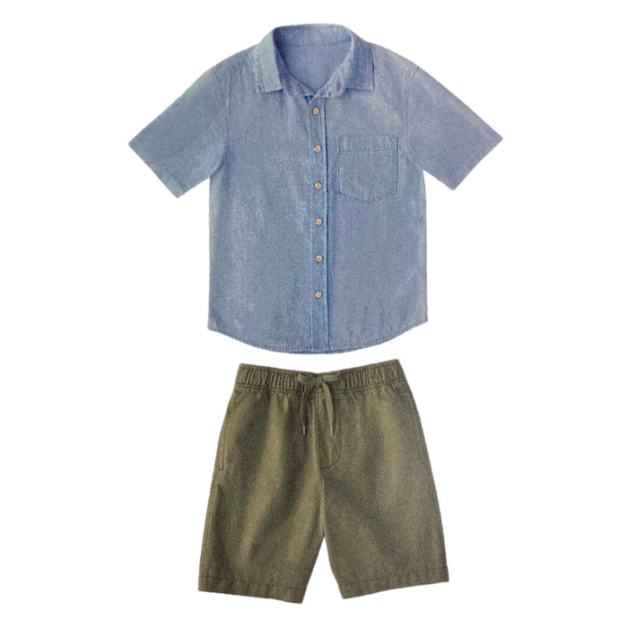 Member's Mark Boy's 2-Piece Button-Down Shirt & Drawstring Short Set