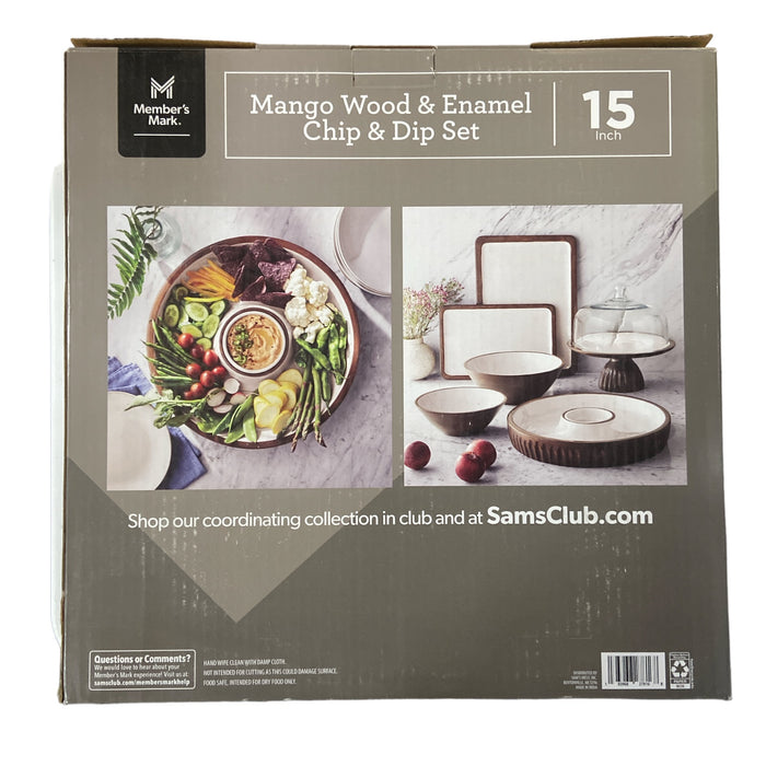 Member's Mark Mango Wood Chip & Dip Serving Platter, 15", Ivory