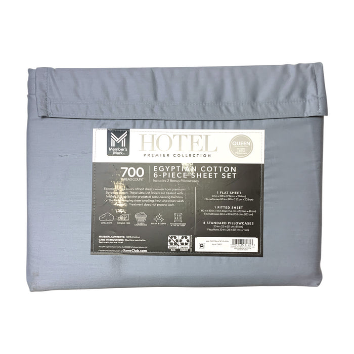 Member's Mark Hotel Egyptian Cotton 6pc Solid Sheet Set, 700 Thread Ct, Queen