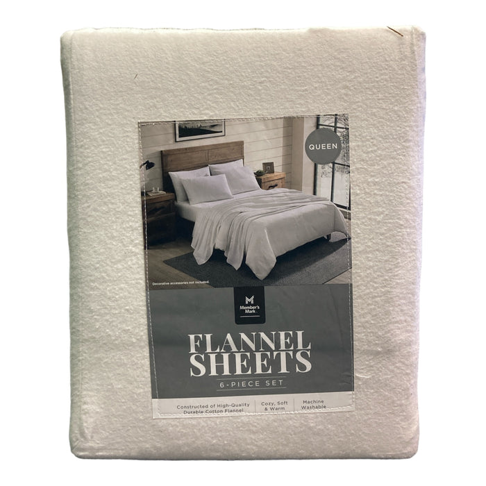 Member's Mark 6 Piece High Quality Durable Cotton Flannel Sheet Set