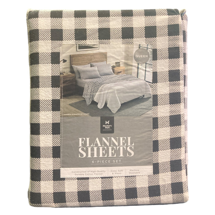 Member's Mark 6 Piece High Quality Durable Cotton Flannel Sheet Set