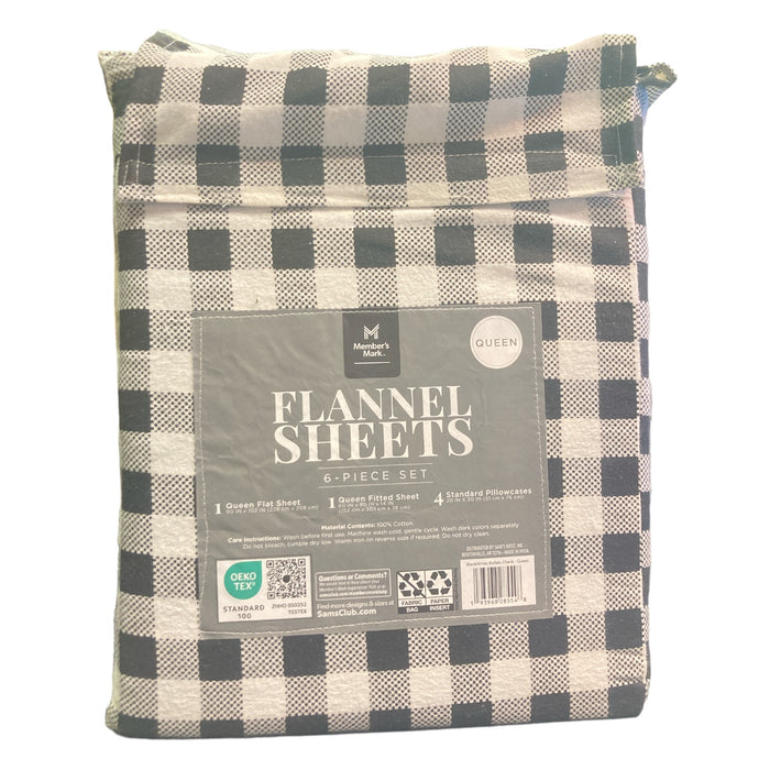 Member's Mark 6 Piece High Quality Durable Cotton Flannel Sheet Set