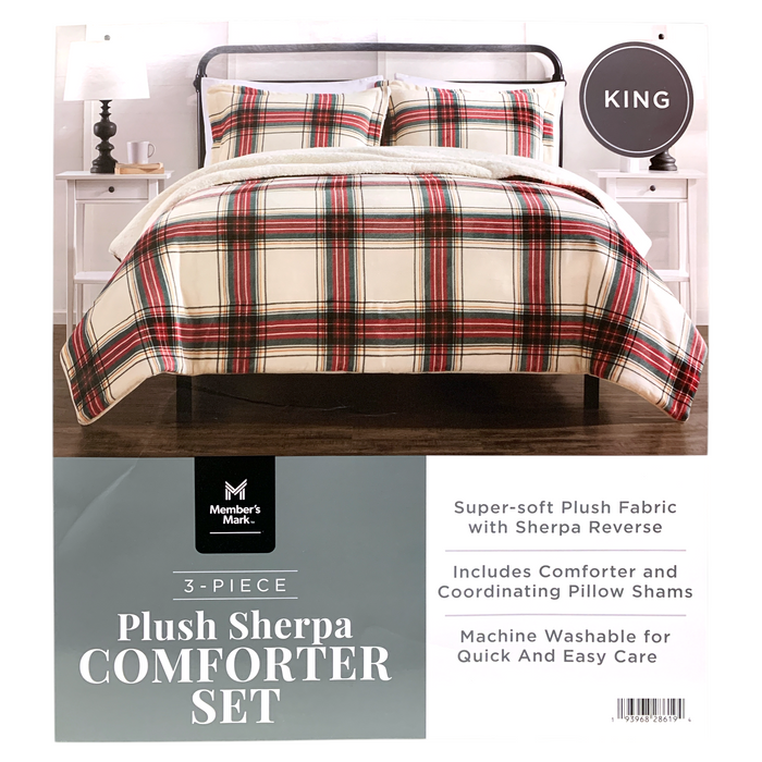 Member's Mark 3-Piece Super-Soft Plush Sherpa Comforter Set with Shams, King
