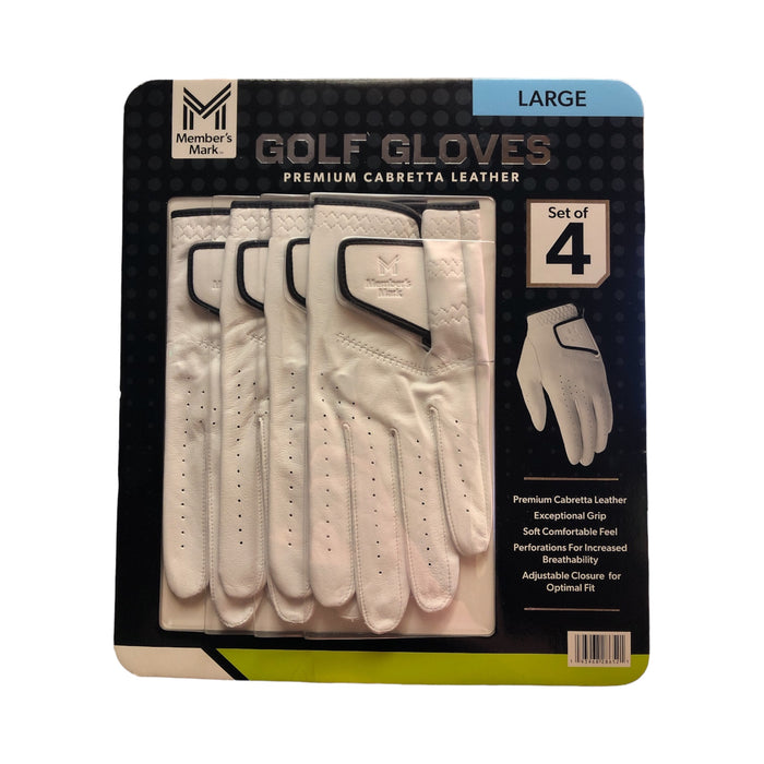Member's Mark Premium Cabretta Left Hand Leather Golf Gloves, Set of 4, Large