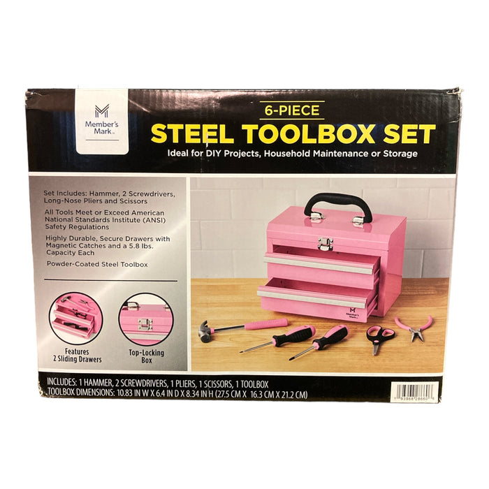Member's Mark 11" Toolbox with 5 Piece Tool Set - Pink