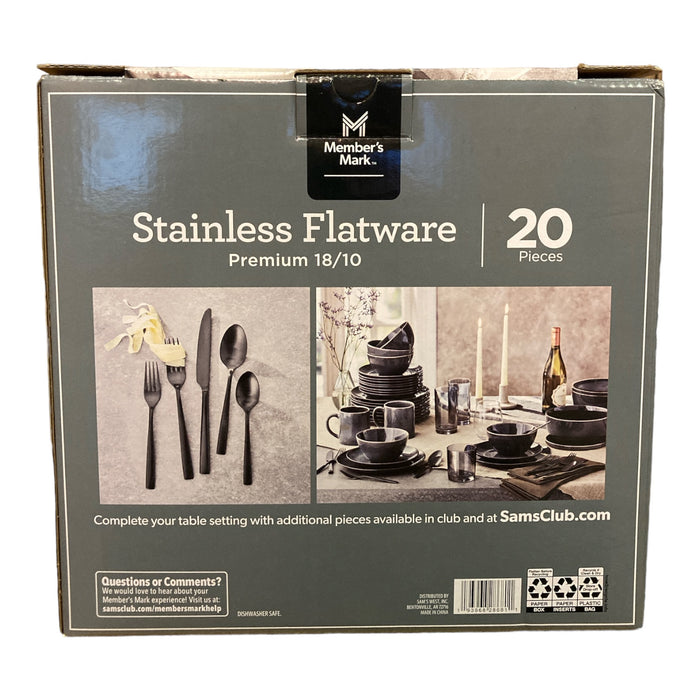 Member's Mark Premium 18/10 Stainless Steel 20 Piece Flatware Set (Matte Black)