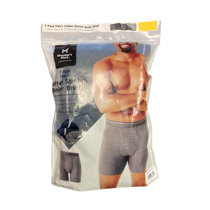 Members Mark Men's 5 Pack Cotton Stretch Comfort Waistband Boxer Brief