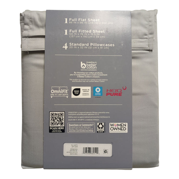 Member's Mark 500 Thread-Count Performance Solid Sheet Set, 6 Piece, Full Size