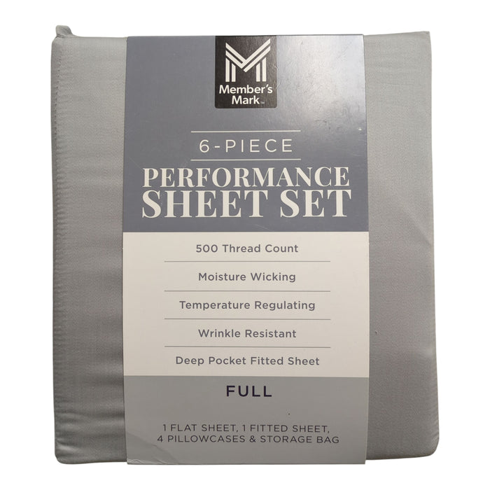 Member's Mark 500 Thread-Count Performance Solid Sheet Set, 6 Piece, Full Size