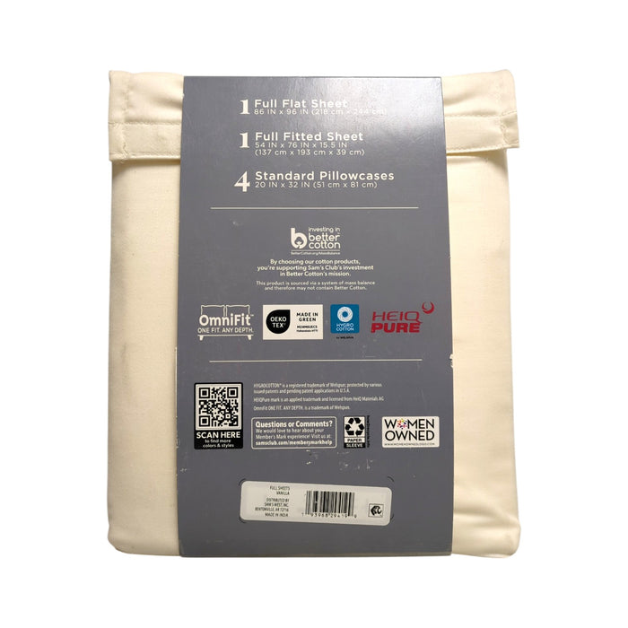 Member's Mark 500 Thread-Count Performance Solid Sheet Set, 6 Piece, Full Size
