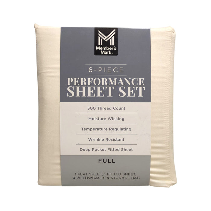 Member's Mark 500 Thread-Count Performance Solid Sheet Set, 6 Piece, Full Size