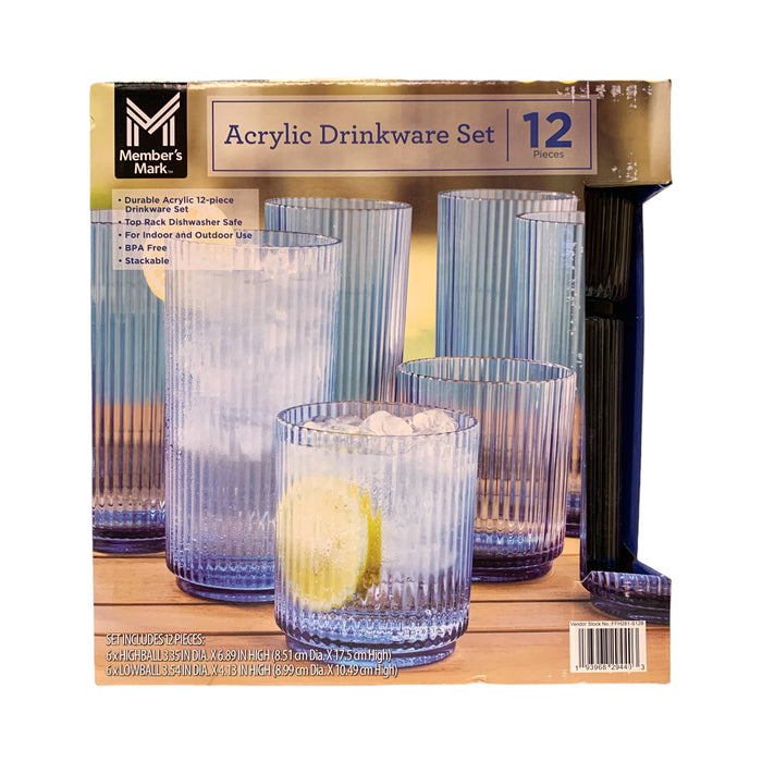 Member's Mark Break Resistant BPA-Free Acrylic Drinkware Set, 12 Piece