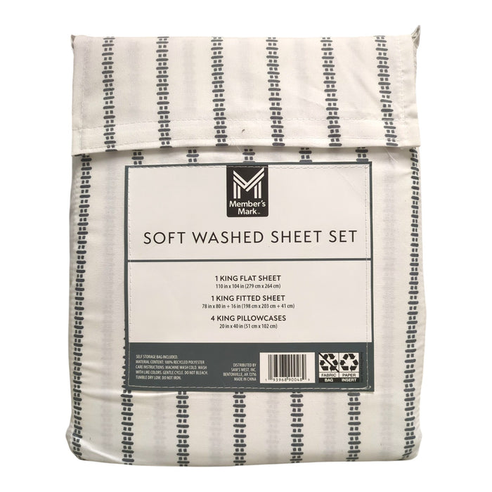 Member's Mark Soft Washed Recycled Microfiber 6-Piece Sheet Set, King