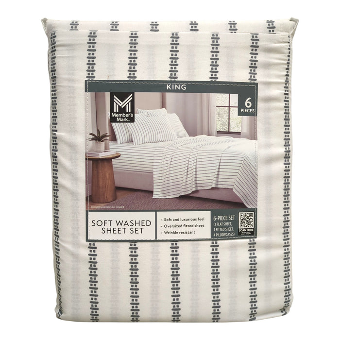 Member's Mark Soft Washed Recycled Microfiber 6-Piece Sheet Set, King
