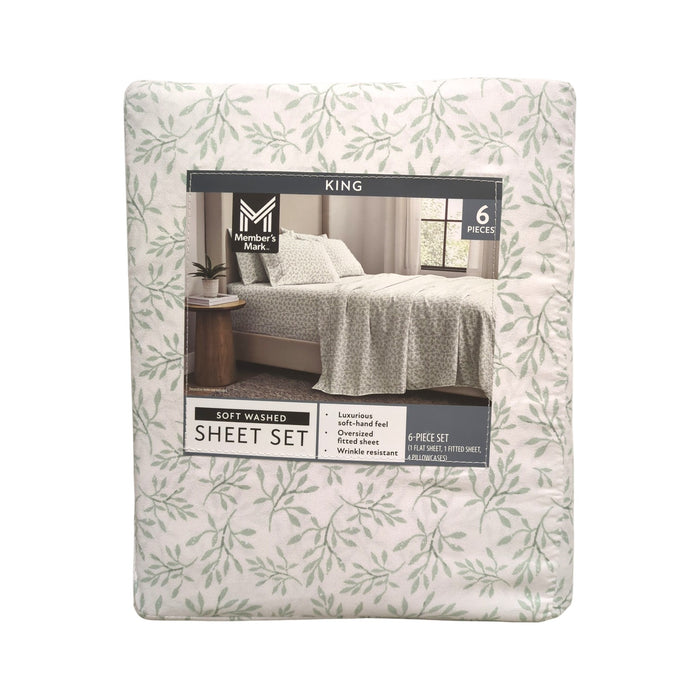 Member's Mark Soft Washed Recycled Microfiber 6-Piece Sheet Set, King