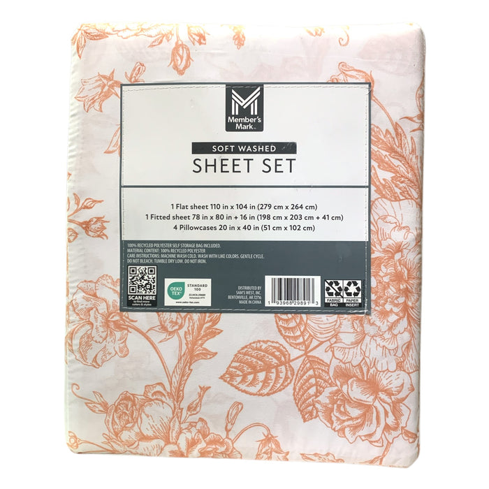 Member's Mark Soft Washed Recycled Microfiber 6-Piece Sheet Set, King