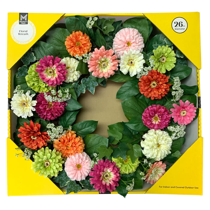Member's Mark 26" Seasonal Decorative  Wreath (Zinnia)